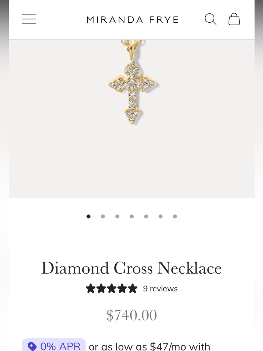 Miranda Frye 14K Gold Diamond Cross Necklace - Yellow Gold.    18 inch